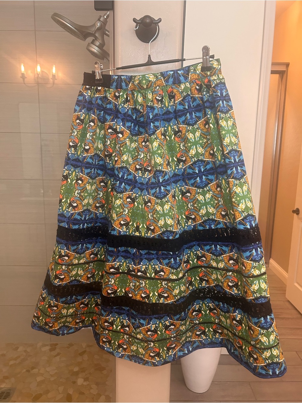 Sam Edelman Multicolor Floral-Pattern Circle Skirt in Blue & Green